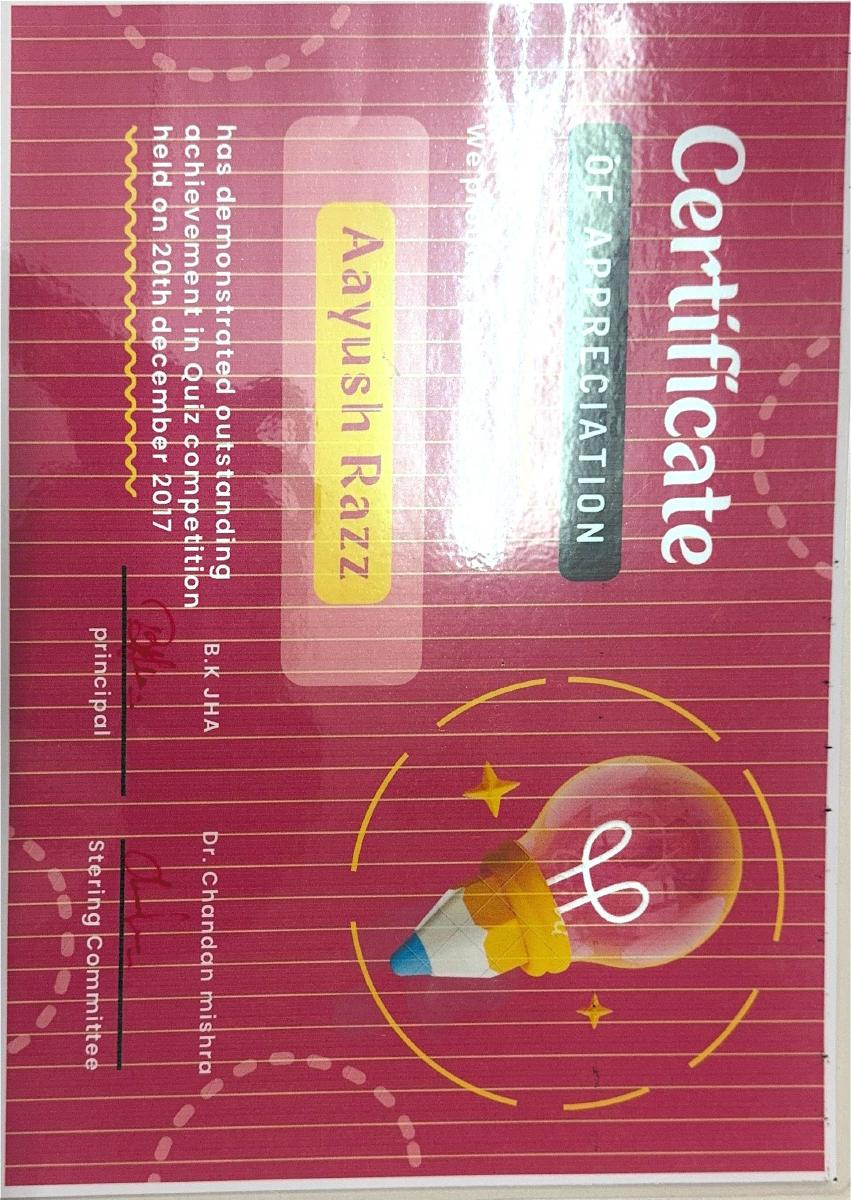 Quiz appreciation certificate preview